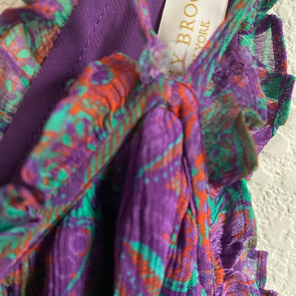 Ramy Brook Chloe Dress Botanic Print Elegant Flowy Smocked Halter Coquette L - Picture 6 of 11